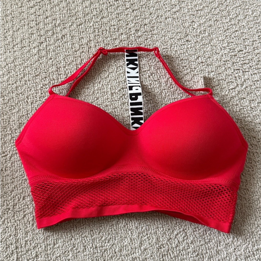 Victorias's Secret Pink Lightly Lined Red Sports Bra Small